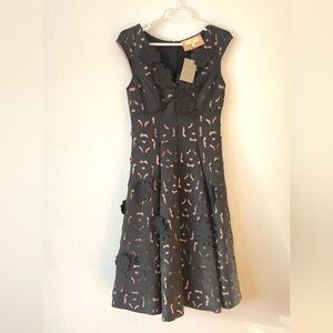 Anthropologie Moulinette Soeurs Black cut out sculpted flower Dress size 4 New